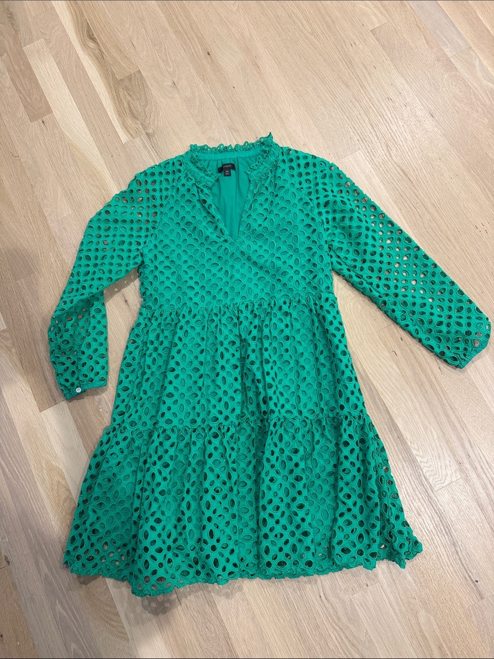 J. Crew Emerald Eyelet Tiered Dress